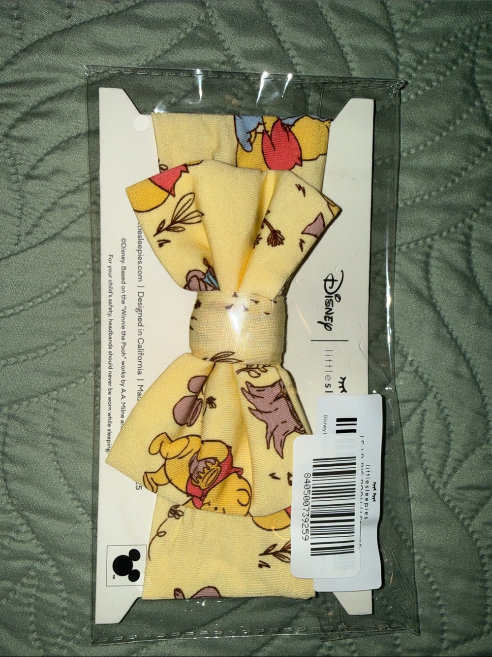 Little Sleepies Yellow Winnie the Pooh Bow Headwrap with Pastel Accents